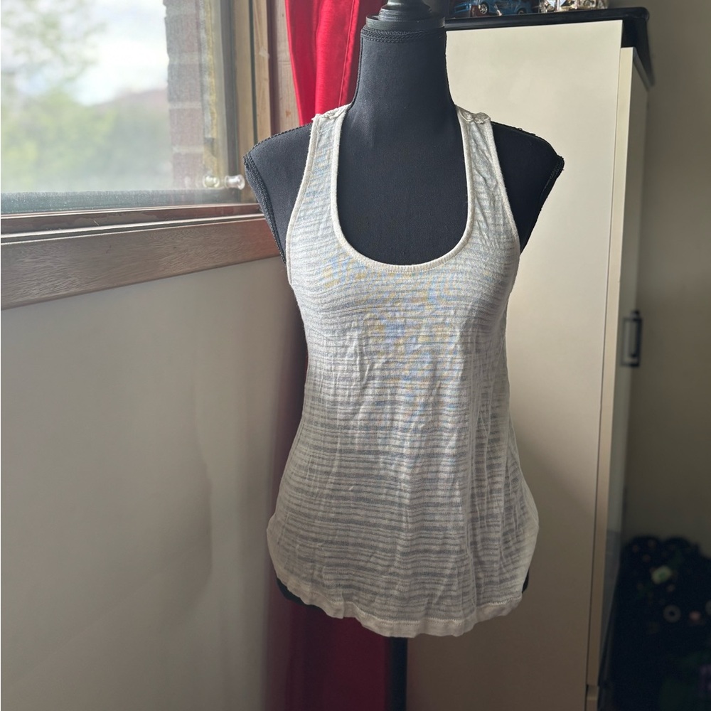 Striped Gray and White Women's Tank Top